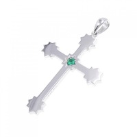 K18WG クロス エメラルド ペンダント 0.10CT