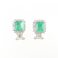 K18WG/K14WG エメラルド ピアス 1.70CT