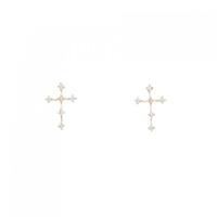 【新品】K18YG クロス ダイヤモンド ピアス 0.10CT