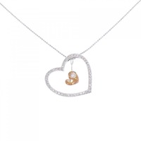K18WG/K18PG 2WAY ハート ダイヤモンド ネックレス 0.2CT