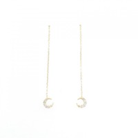 K18YG ムーン ダイヤモンド ピアス 0.06CT
