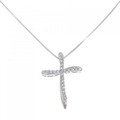 K18WG クロス ダイヤモンド ネックレス 0.25CT