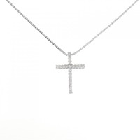 K18WG クロス ダイヤモンド ネックレス 0.26CT