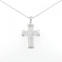 K18WG/750WG クロス ダイヤモンド ネックレス 1.37CT