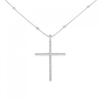 K18WG クロス ダイヤモンド ネックレス 0.91CT