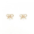 K18PG リボン ダイヤモンド ピアス 0.30CT