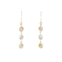 K18スリーカラー スリーストーン ダイヤモンド ピアス