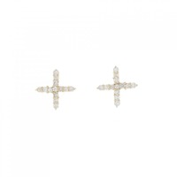 【リメイク】K18YG クロス ダイヤモンド ピアス 0.20CT