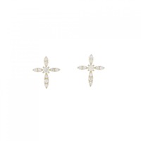 【リメイク】K18YG クロス ダイヤモンド ピアス 0.20CT