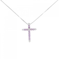 K18WG クロス サファイヤ ネックレス 0.75CT