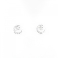 K18WG スター×ムーン ダイヤモンド ピアス 0.20CT