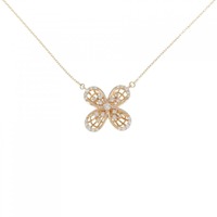 K18PG フラワー ダイヤモンド ネックレス 0.32CT