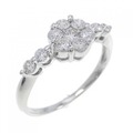 K18WG フラワー ダイヤモンド リング 0.50CT