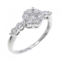 K18WG フラワー ダイヤモンド リング 0.50CT