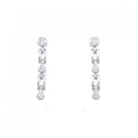 K18WG スリーストーン ダイヤモンド ピアス 0.38CT