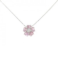 K18WG フラワー トルマリン ネックレス