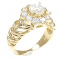 K18YG フラワー ダイヤモンド リング 1.06CT