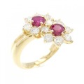 K18YG フラワー ルビー リング 0.63CT
