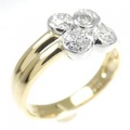 K18YG/PT フラワー ダイヤモンド リング 0.06CT