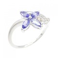 K18WG フラワー タンザナイト リング 0.60CT