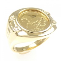 K18YG コイン ダイヤモンド リング 0.04CT