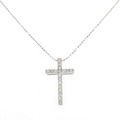 K18WG/750WG クロス ダイヤモンド ネックレス 0.30CT