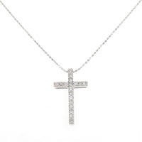 K18WG/750WG クロス ダイヤモンド ネックレス 0.30CT