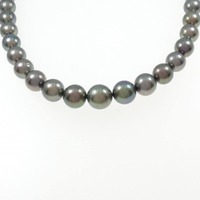 シルバークラスプ 黒蝶パール ネックレス 8.0-12.0mm