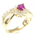 K18YG ルビー リング 0.38CT