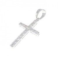 750WG クロス ダイヤモンド ペンダント