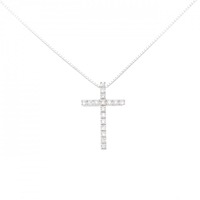 K18WG クロス ダイヤモンド ネックレス 0.17CT