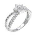 K18WG フラワー ダイヤモンド リング 0.21CT