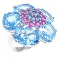 750WG フラワー ブルートパーズ リング 18.40CT