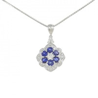 PT フラワー サファイヤ ネックレス 1.50CT