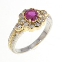 K18YG/PT ルビー リング 0.39CT