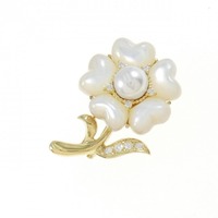 ミキモト フラワー カラーストーン ブローチ