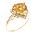 K18YG ハート シトリン リング 1.60CT