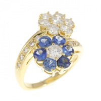K18YG フラワー サファイヤ リング 0.74CT