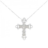 K18WG クロス ダイヤモンド ネックレス 0.3CT