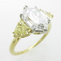 K18YG／PT ダイヤモンドリング 1．982ct・E・SI1・ステップカット