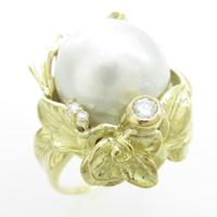 K18YG シロチョウパールリング