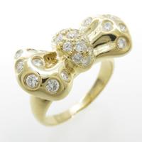 K18YG リボン ダイヤモンドリング