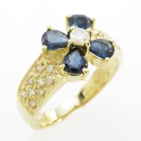 K18YG フラワー サファイヤリング20％引き