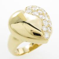 K18YG パヴェ ハート ダイヤモンドリング