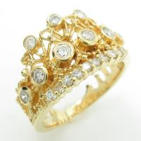 750YG クラウン ダイヤモンドリング