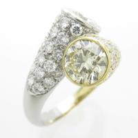 プラチナ／18KYG ダイヤモンドリング 1．408ct・VS1?SI1・GOOD