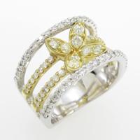 K18WG／K18YG フラワー ダイヤモンドリング
