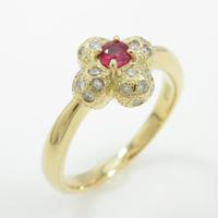 K18YG フラワー ルビーリング20％引き