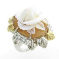 PT／K18YG ローズ シェルカメオリング