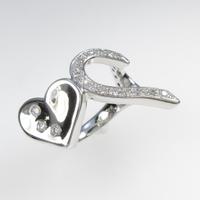 K18WG ハート ダイヤモンドリング